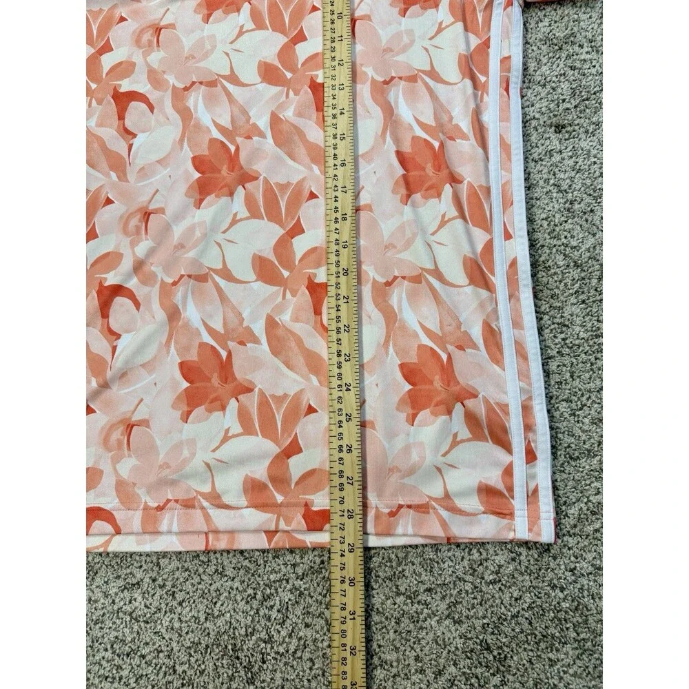 Adidas Performance Golf Polo Shirt Men’s L Floral Orange Triple Stripe Stretch